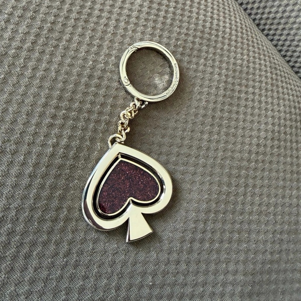 Kate Spade Keychain Bag Charm. Two-Sided Glitter Logo Bag Clip / Charm - Picture 5 of 6